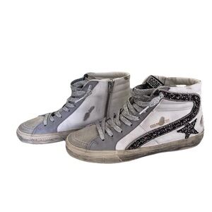 Golden Goose Gray and White glitter Sneakers slide classic